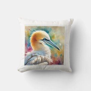 Australian gannet 010824AREF138 - Watercolor Cushion