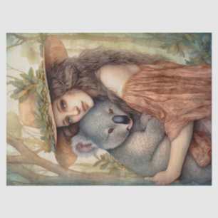 Australian Girl And Koala Bear Tissue Paper