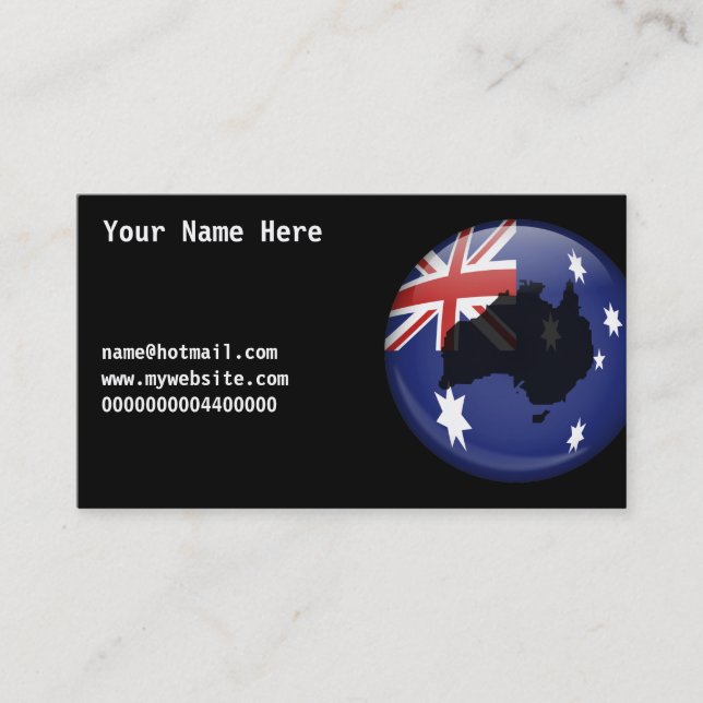 Australian Globe, Your Name Here, Business Card (Front)