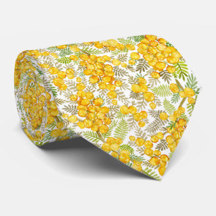 Australian Golden Wattle Watercolor Botanical Tie