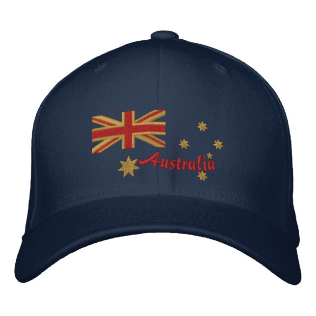 Australian Goldie Flag Embroidery Embroidered Hat (Front)
