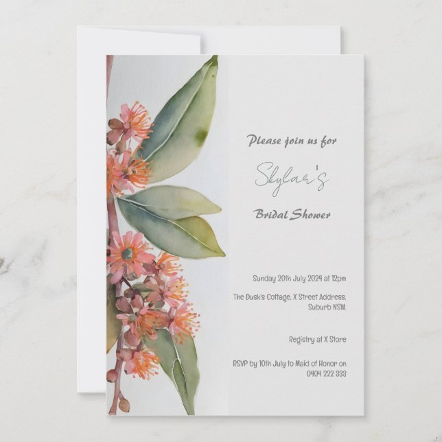 Australian Gumnut Flowers Invitation  (Front)