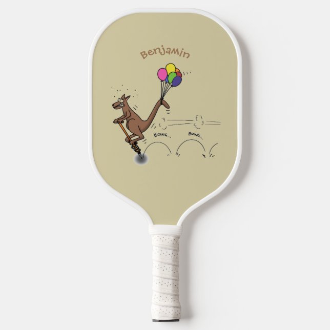 Australian humor kangaroo cartoon illustration pickleball paddle (Front)