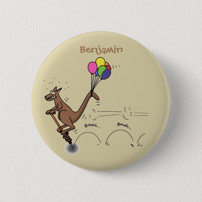 Australian humour kangaroo cartoon illustration 6 cm round badge (Front)