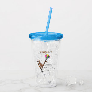 Australian humour kangaroo cartoon illustration acrylic tumbler