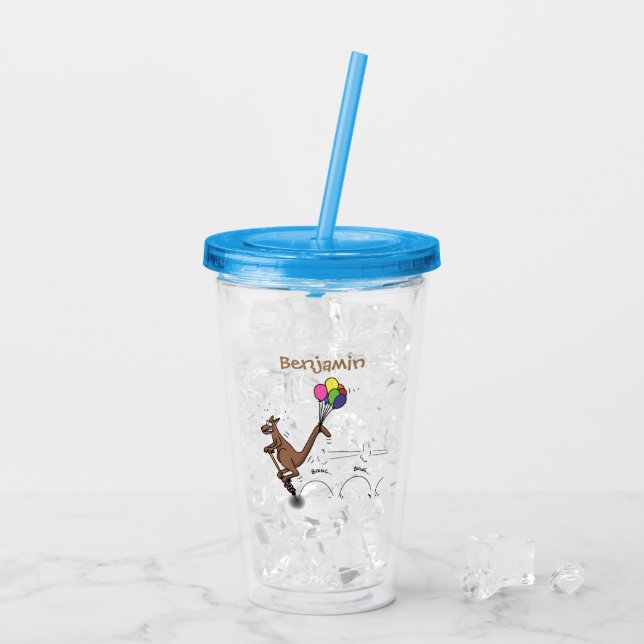 Australian humour kangaroo cartoon illustration acrylic tumbler (Back Ice)