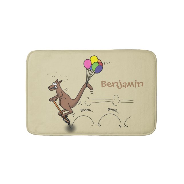 Australian humour kangaroo cartoon illustration bath mat (Front)
