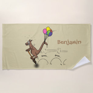 Australian humour kangaroo cartoon illustration  beach towel
