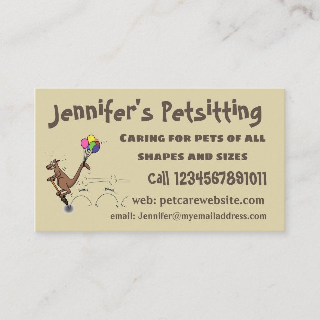 Australian humour kangaroo cartoon illustration business card (Front)