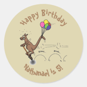 Australian humour kangaroo cartoon illustration  classic round sticker
