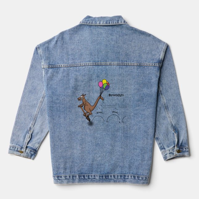 Australian humour kangaroo cartoon illustration denim jacket (Back)
