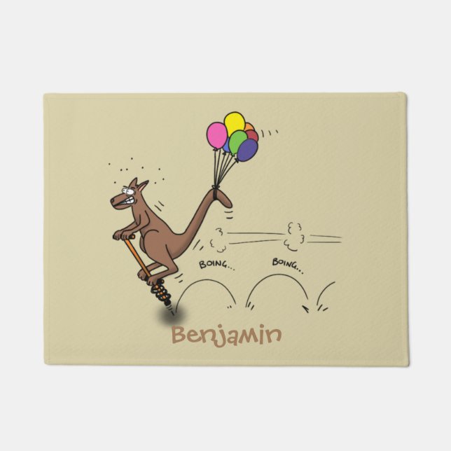 Australian humour kangaroo cartoon illustration doormat (Front)