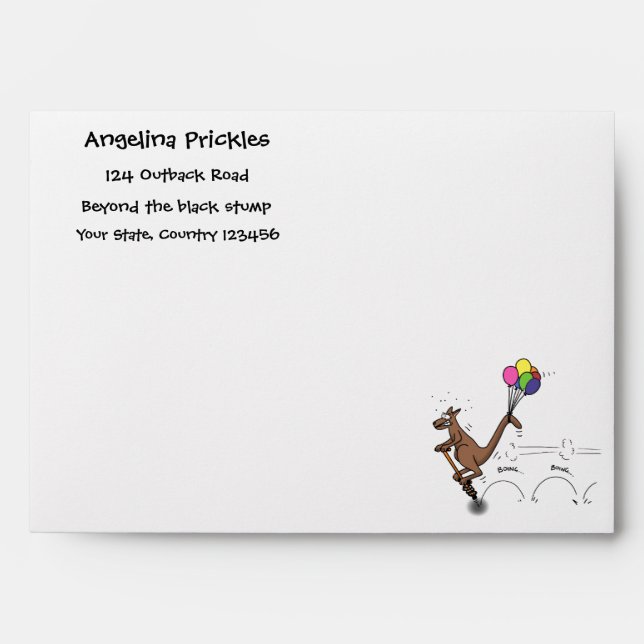 Australian humour kangaroo cartoon illustration envelope (Front)