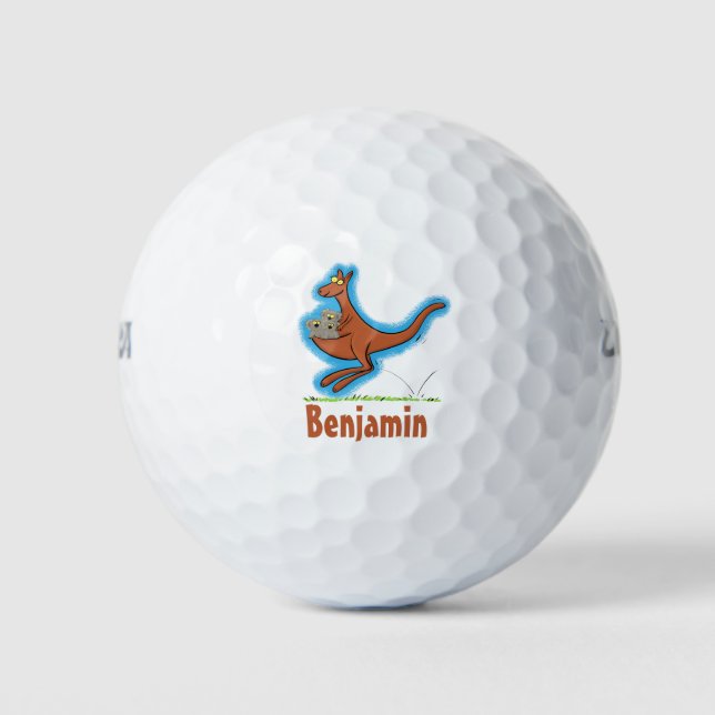 Australian humour kangaroo cartoon illustration golf balls (Front)