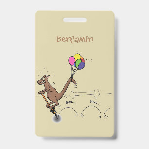 Australian humour kangaroo cartoon illustration ID badge