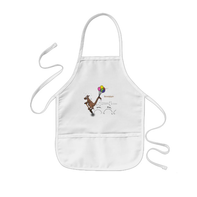 Australian humour kangaroo cartoon illustration  kids apron (Front)