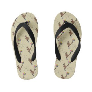 Australian humour kangaroo cartoon illustration kid's flip flops