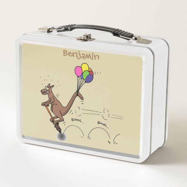 Australian humour kangaroo cartoon illustration metal lunch box (Front)