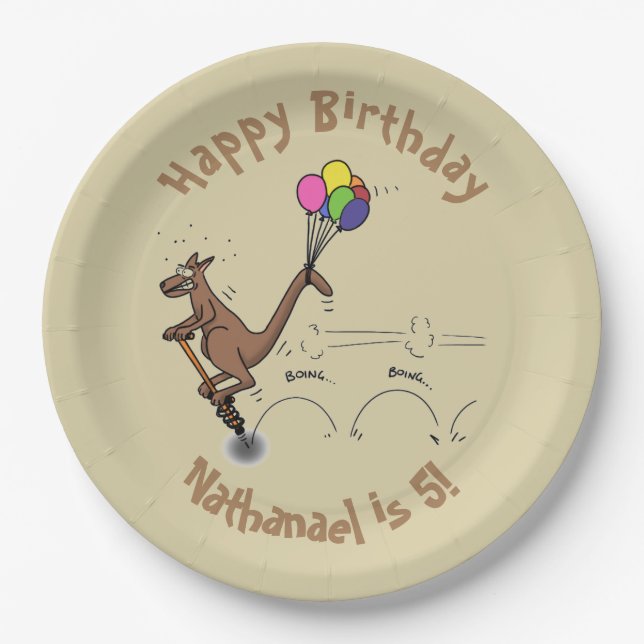 Australian humour kangaroo cartoon illustration paper plate (Front)