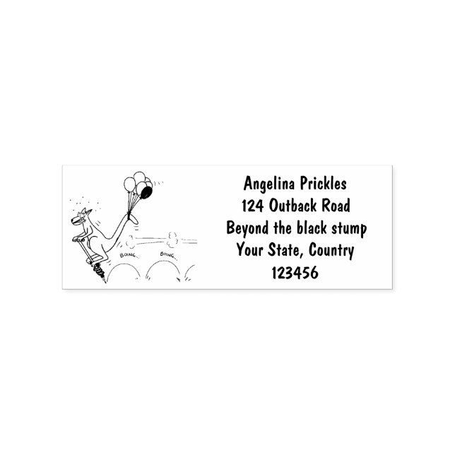 Australian humour kangaroo cartoon illustration rubber stamp (Imprint)