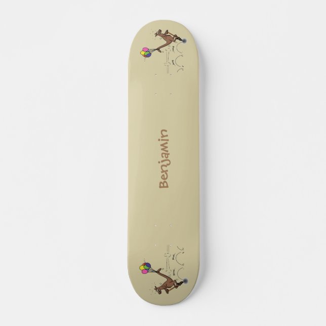 Australian humour kangaroo cartoon illustration skateboard (Front)