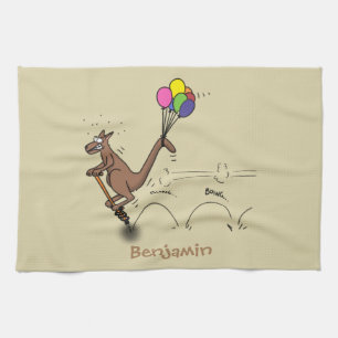 Australian humour kangaroo cartoon illustration tea towel