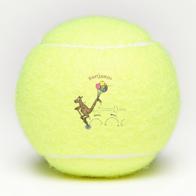 Australian humour kangaroo cartoon illustration tennis balls (Front)