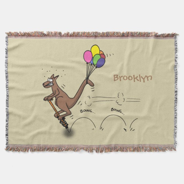 Australian humour kangaroo cartoon illustration throw blanket (Front)