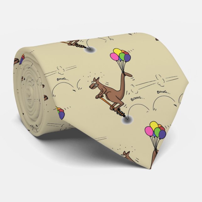 Australian humour kangaroo cartoon illustration tie (Rolled)