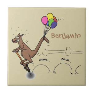 Australian humour kangaroo cartoon illustration tile