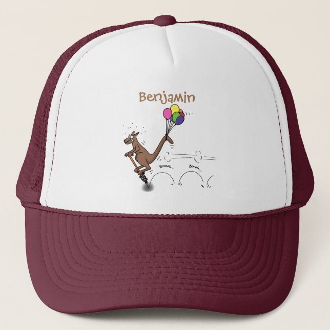 Australian humour kangaroo cartoon illustration trucker hat (Front)