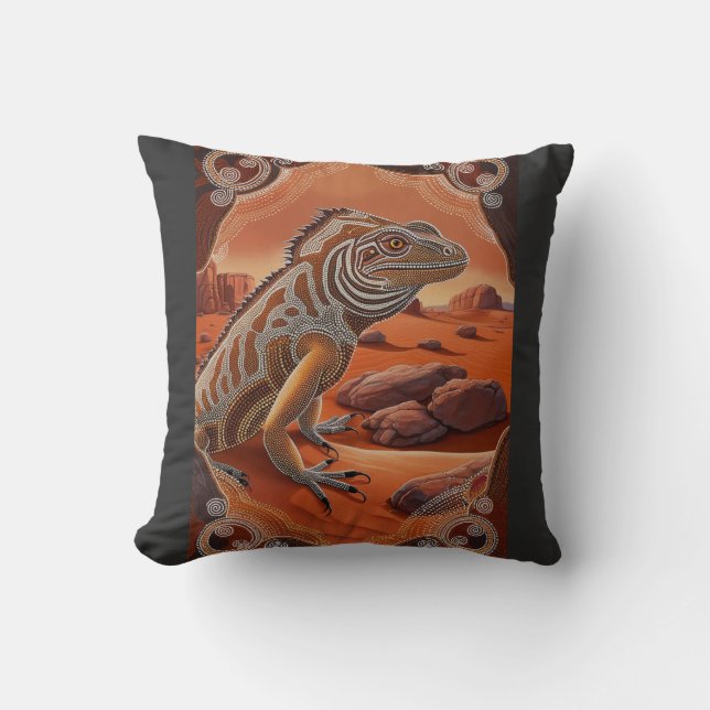 Australian Iguana Lizard Wildlife Scene Cushion (Front)