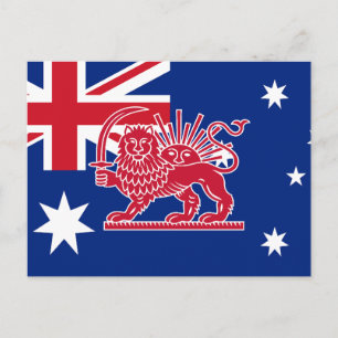 Australian Iranian Lion and Sun Heritage Flag Postcard