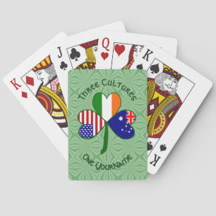 Australian Irish American Shamrock Flag Personaliz Playing Cards