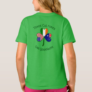 Australian Irish American Shamrock Personalised T-Shirt