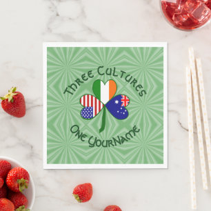 Australian Irish USA Flags Shamrock Birthday Napkin
