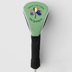 Australian Irish USA Flags Shamrock Personalised  Golf Head Cover