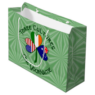 Australian Irish USA Flags Shamrock Personalised  Large Gift Bag