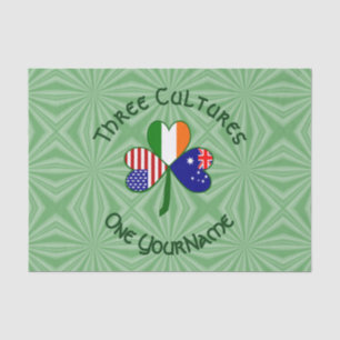 Australian Irish USA Flags Shamrock Personalised Tissue Paper