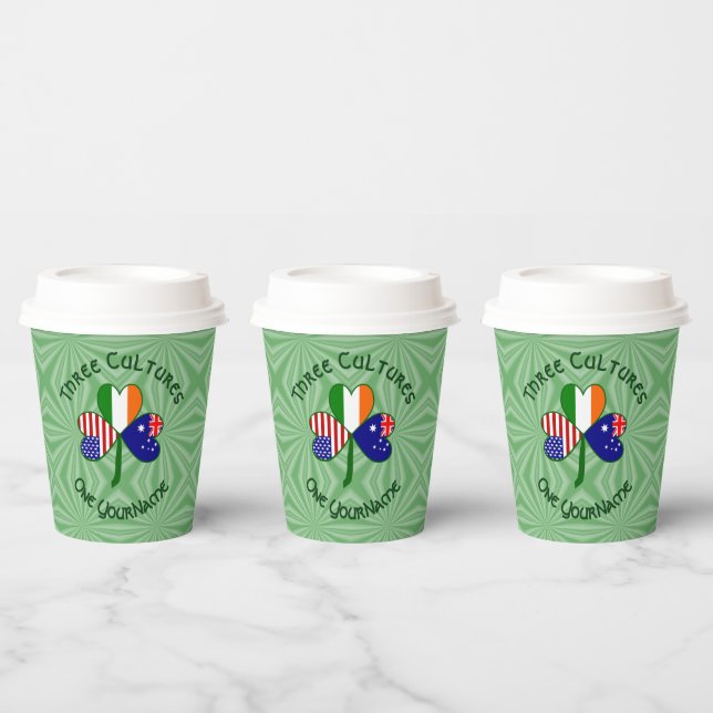 Australian Irish USA Shamrock Personalized Text Paper Cups (Multi)