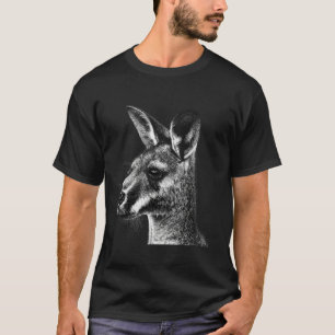 Australian Kangaroo Animal Art Portrait Wallaby Lo T-Shirt