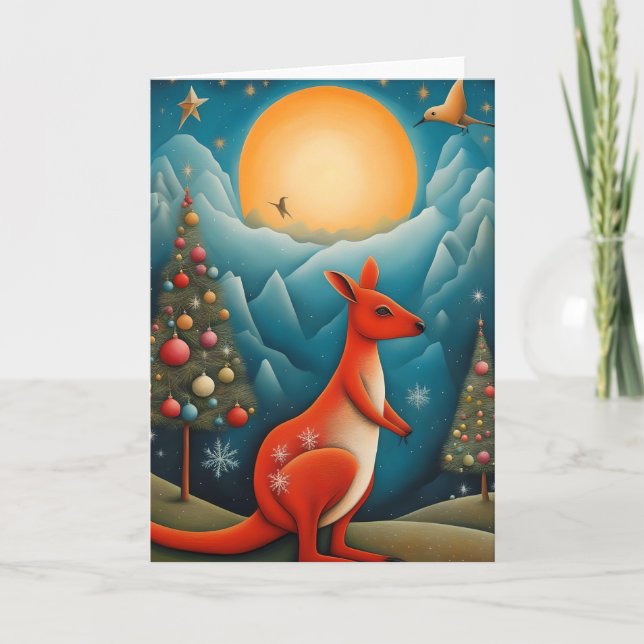 Australian kangaroo Christmas Card (Front)