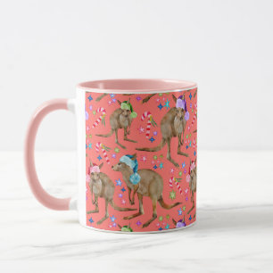 Australian Kangaroo Christmas Pink Mug