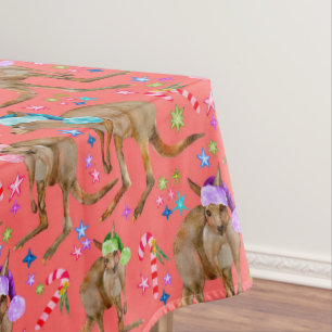 Australian Kangaroo Christmas Pink Tablecloth