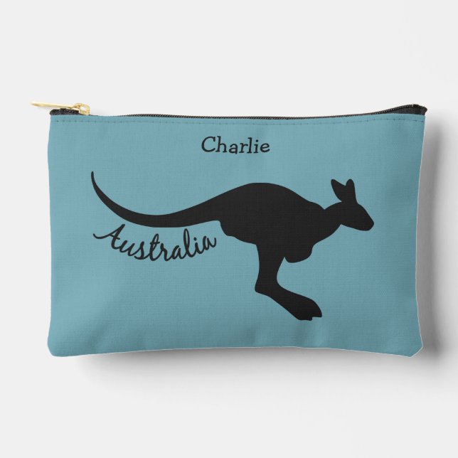 Australian Kangaroo Custom Name & Colour Accessory Pouch (Front)