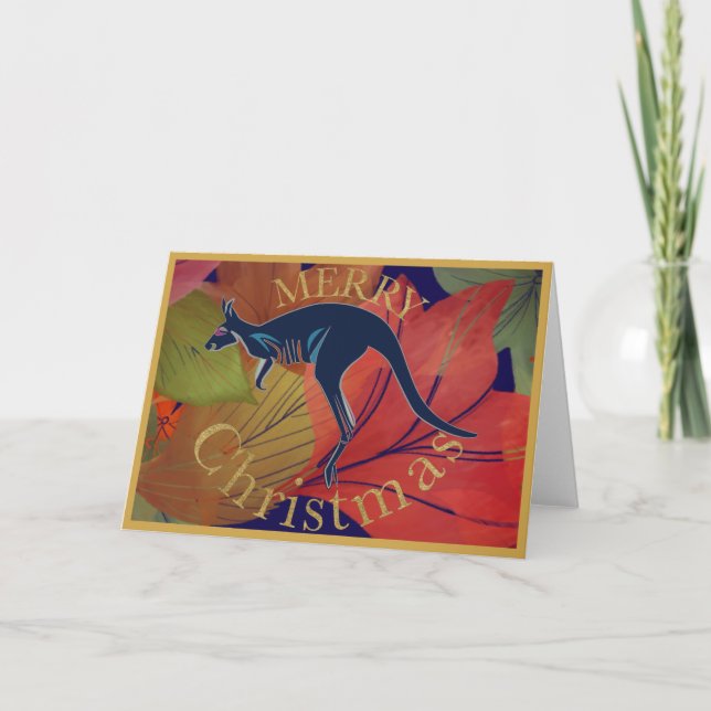 Australian kangaroo Merry Christmas Card (Front)