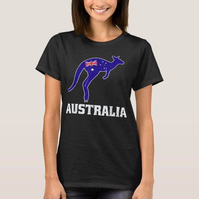 Australian Kangaroo Shirt Australia Flag Souvenir (Front)