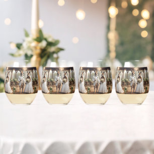 Australian Kangaroos White Wedding Ceremony, Stemless Wine Glass