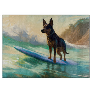 Australian Kelpie Beach Surfing Painting Cutting Board