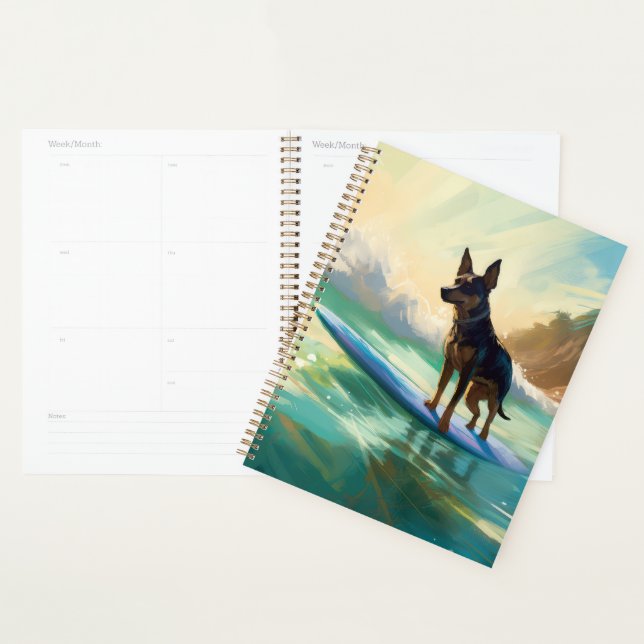 Australian Kelpie Beach Surfing Painting Planner (Display)
